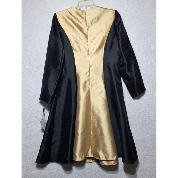 Diana Black Gold Rhinestone Studded Evening Dress Long Sleeve Size 12 NEW - Picture 2 of 14